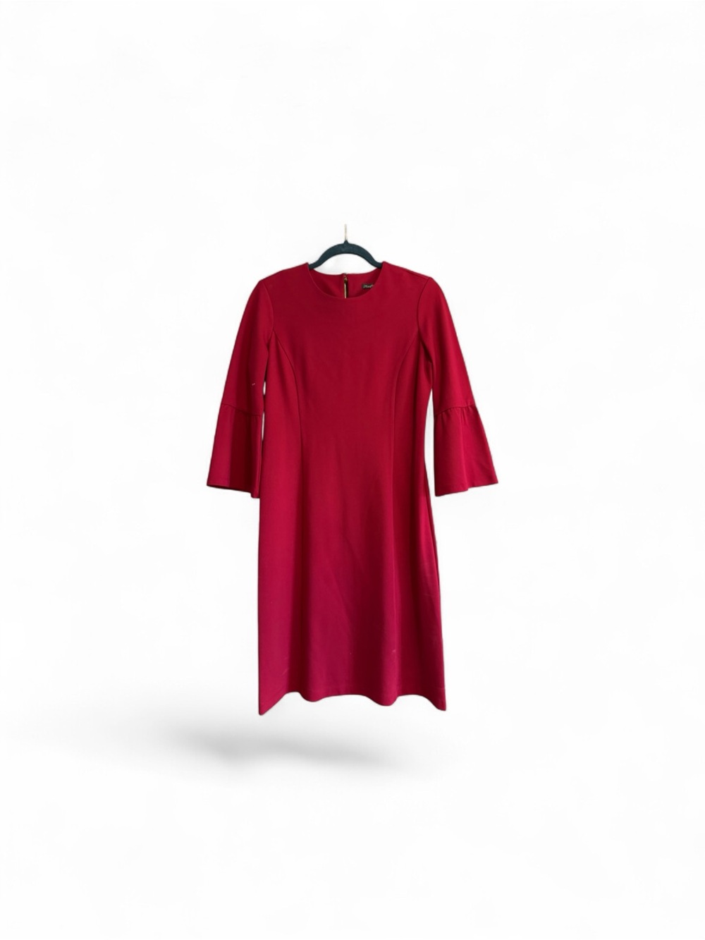 Women's Red Midi Dress with Flared Sleeves